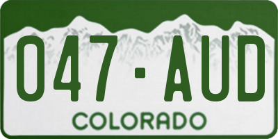CO license plate 047AUD