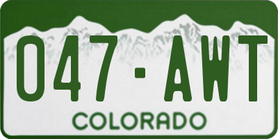 CO license plate 047AWT