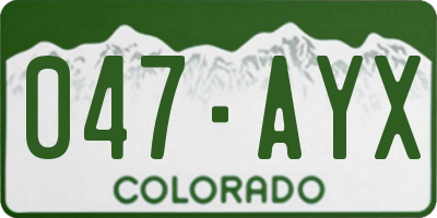 CO license plate 047AYX