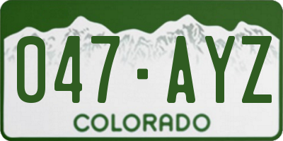 CO license plate 047AYZ