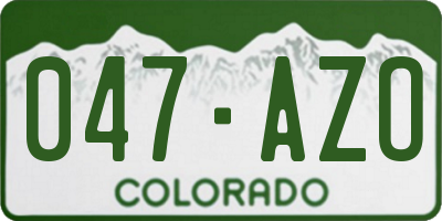 CO license plate 047AZO