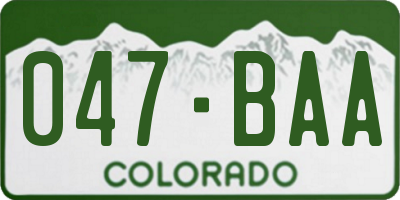 CO license plate 047BAA