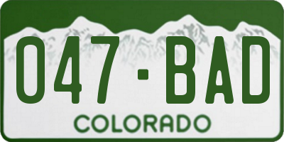 CO license plate 047BAD