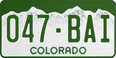CO license plate 047BAI