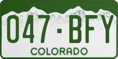 CO license plate 047BFY