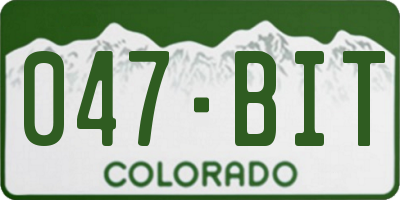 CO license plate 047BIT