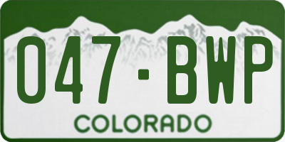CO license plate 047BWP