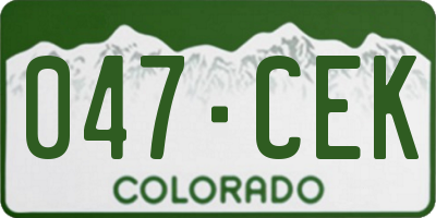 CO license plate 047CEK