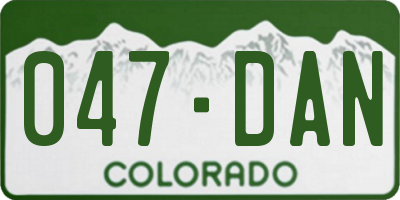 CO license plate 047DAN