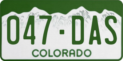 CO license plate 047DAS