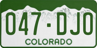 CO license plate 047DJO