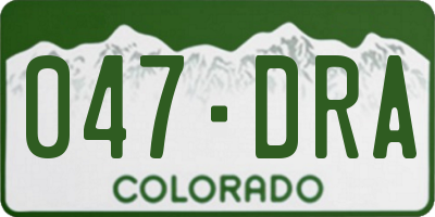 CO license plate 047DRA