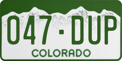 CO license plate 047DUP