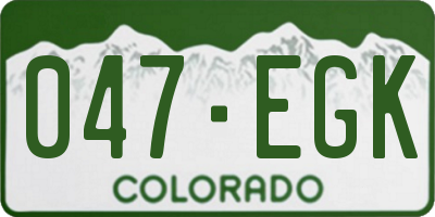 CO license plate 047EGK