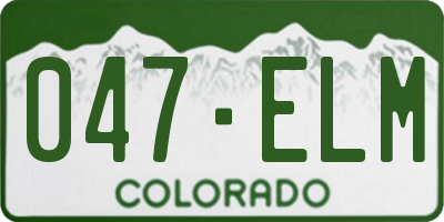 CO license plate 047ELM