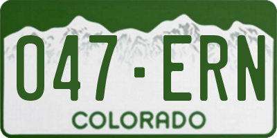 CO license plate 047ERN