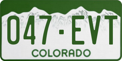 CO license plate 047EVT