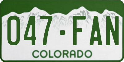 CO license plate 047FAN