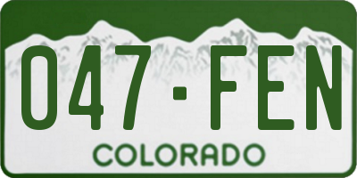 CO license plate 047FEN