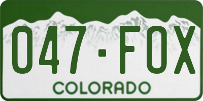 CO license plate 047FOX