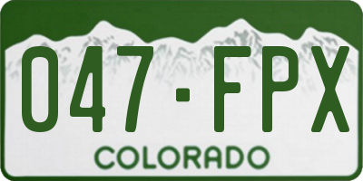 CO license plate 047FPX