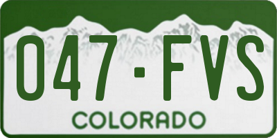 CO license plate 047FVS