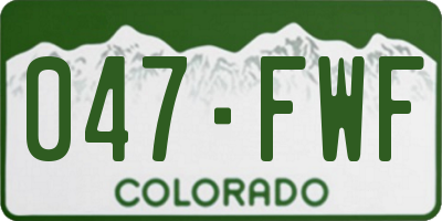 CO license plate 047FWF