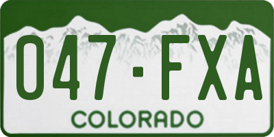 CO license plate 047FXA
