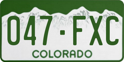 CO license plate 047FXC