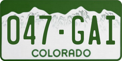 CO license plate 047GAI