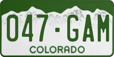 CO license plate 047GAM