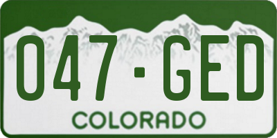 CO license plate 047GED
