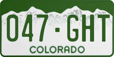 CO license plate 047GHT
