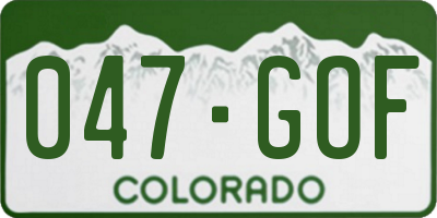 CO license plate 047GOF