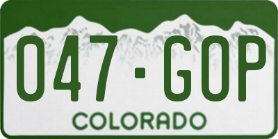 CO license plate 047GOP