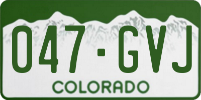 CO license plate 047GVJ