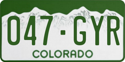 CO license plate 047GYR