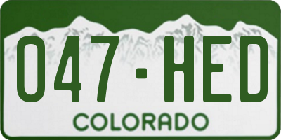 CO license plate 047HED
