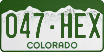 CO license plate 047HEX
