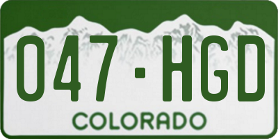 CO license plate 047HGD