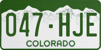 CO license plate 047HJE