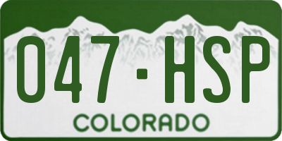 CO license plate 047HSP