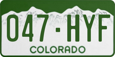 CO license plate 047HYF