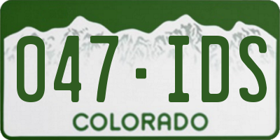 CO license plate 047IDS