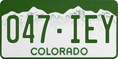 CO license plate 047IEY