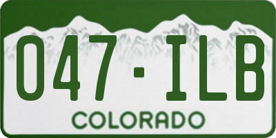 CO license plate 047ILB