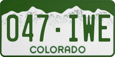 CO license plate 047IWE