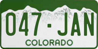 CO license plate 047JAN