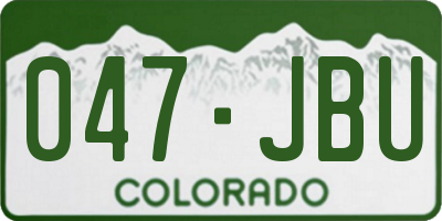 CO license plate 047JBU