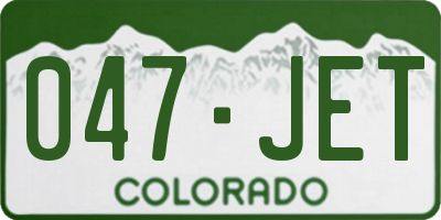 CO license plate 047JET